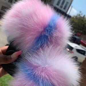 Cotton Candy Real Fur Slides sizes 8.5,9,9.5,10,10.5,11